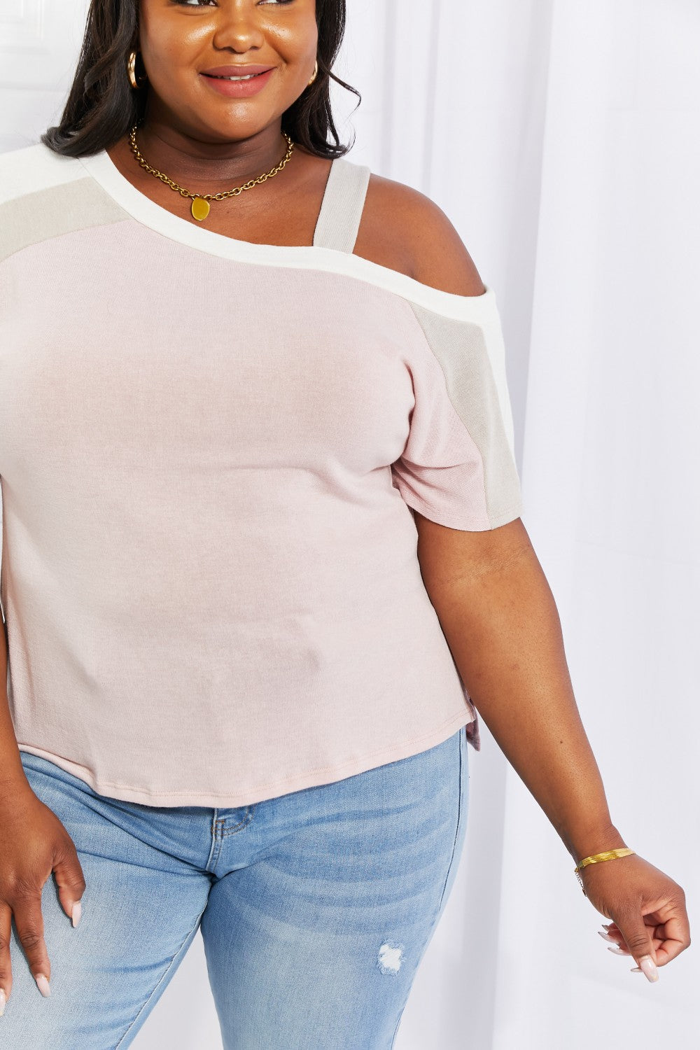 Andree by Unit Full Size Something Simple Cold Shoulder Tee - Lilixa.store