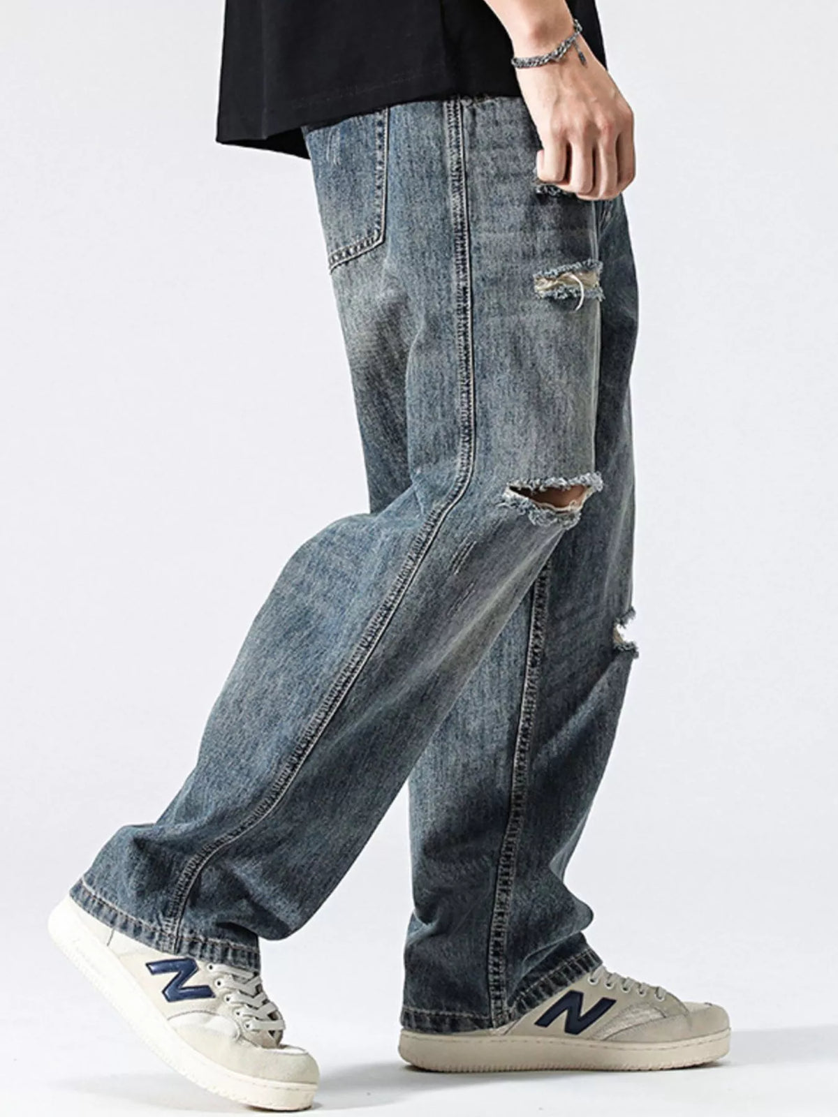 Men's Distressed Loose Fit Jeans - Lilixa.store