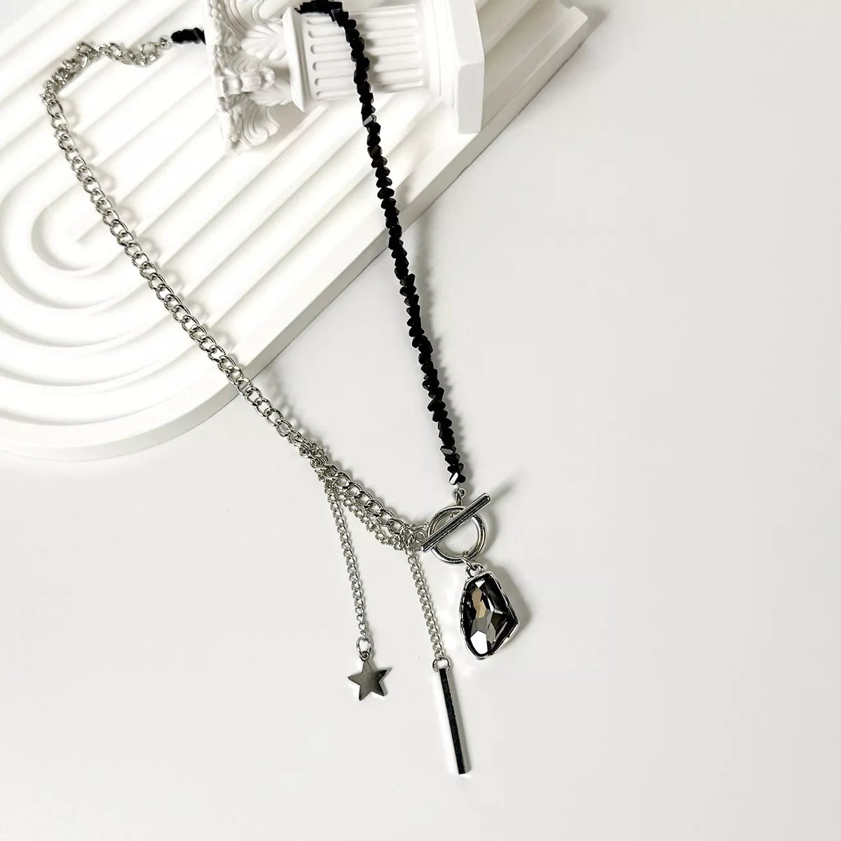 Gothic Punk Star Charm Toggle Necklace - Lilixa.store