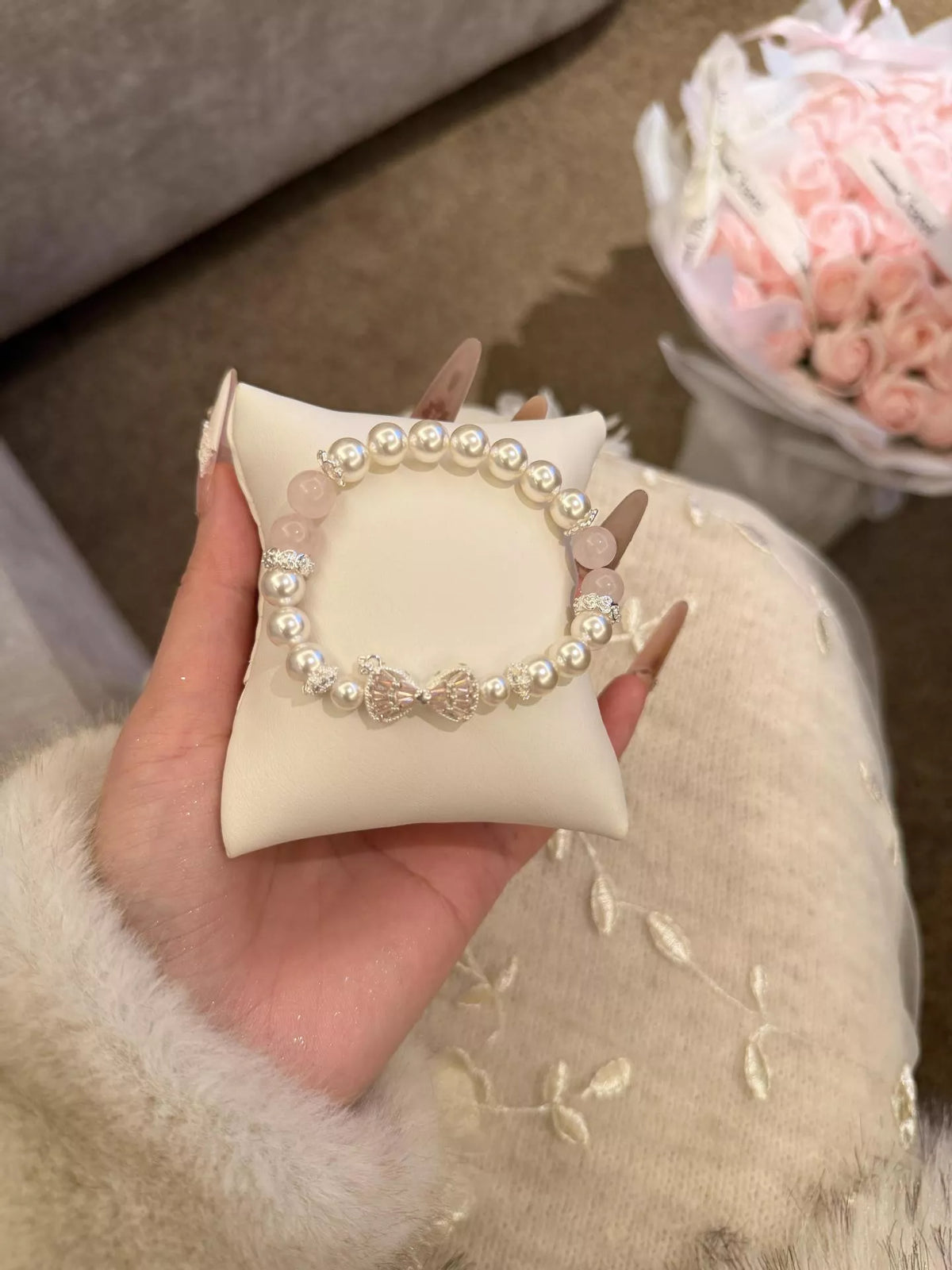 Bow Charm Pearl Bracelet - Lilixa.store