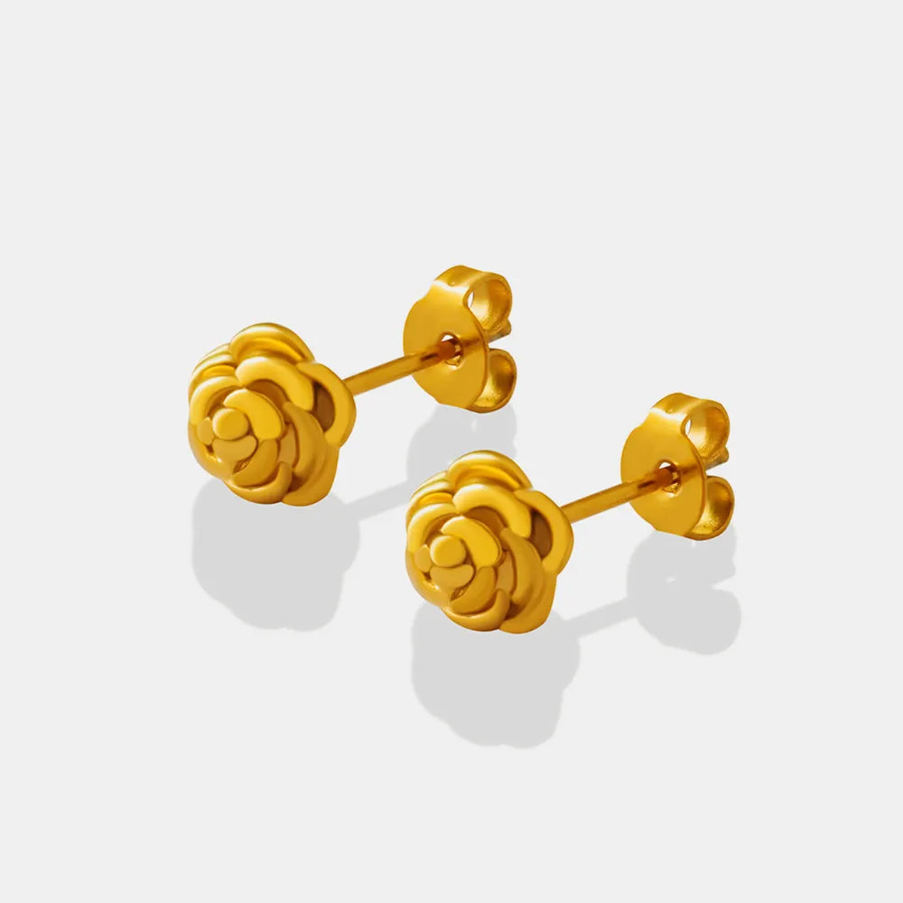 Titanium Steel Rose Stud Earrings - Lilixa.store