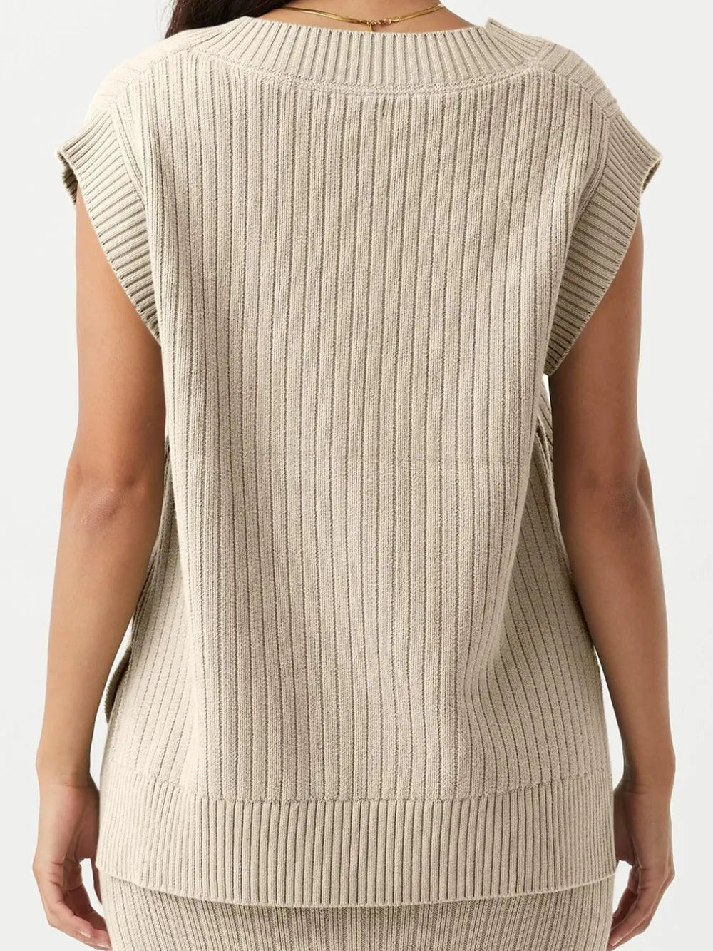 Mandy Ribbed V-Neck Sweater Vest, view 6