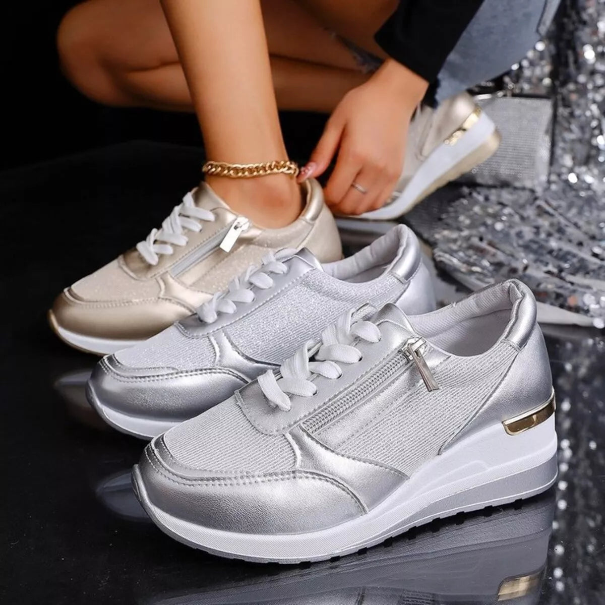 Lace Up Wedge Athletic - Lilixa.store
