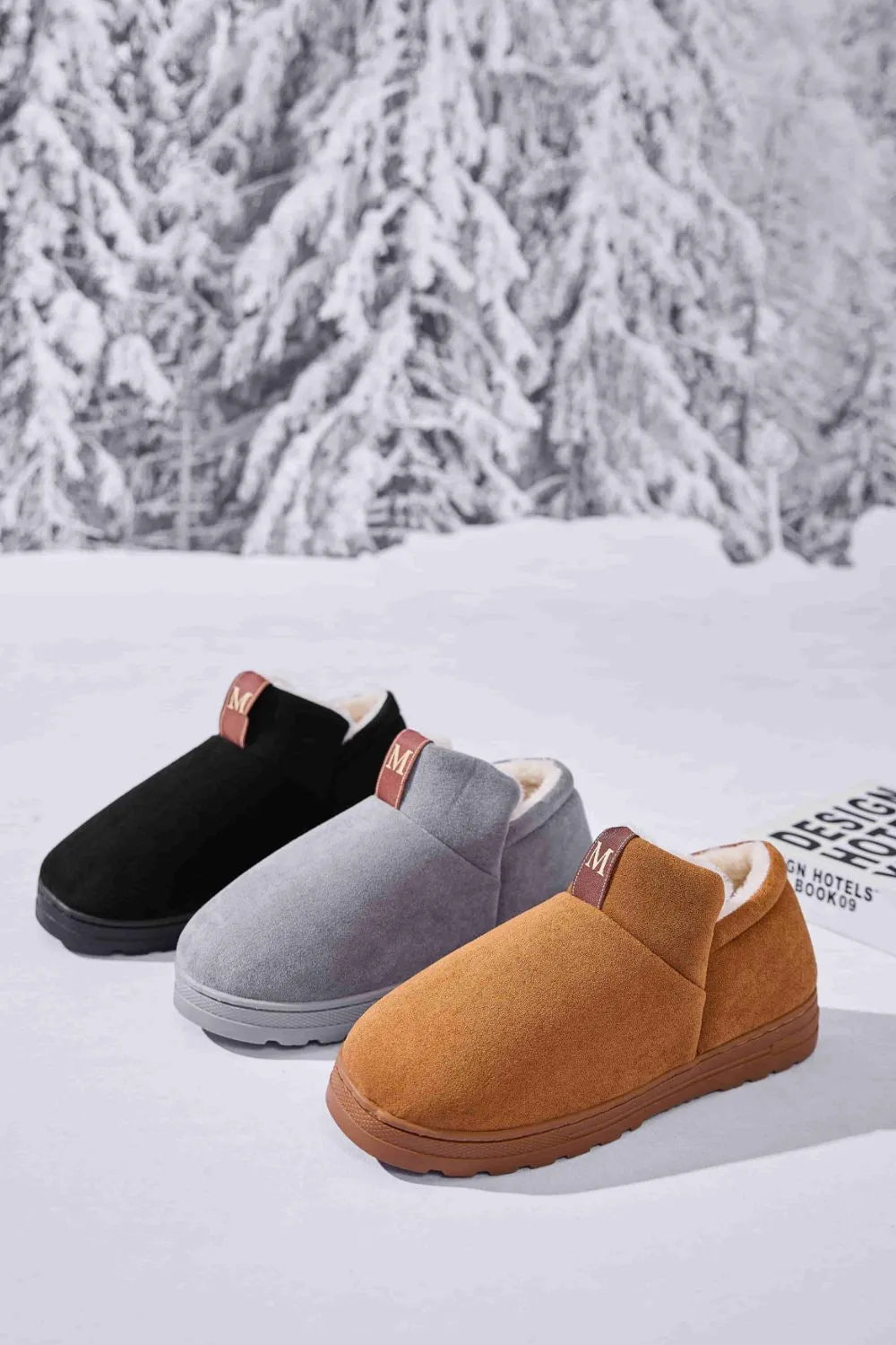 Letter M Suede Round Toe Slippers - Lilixa.store