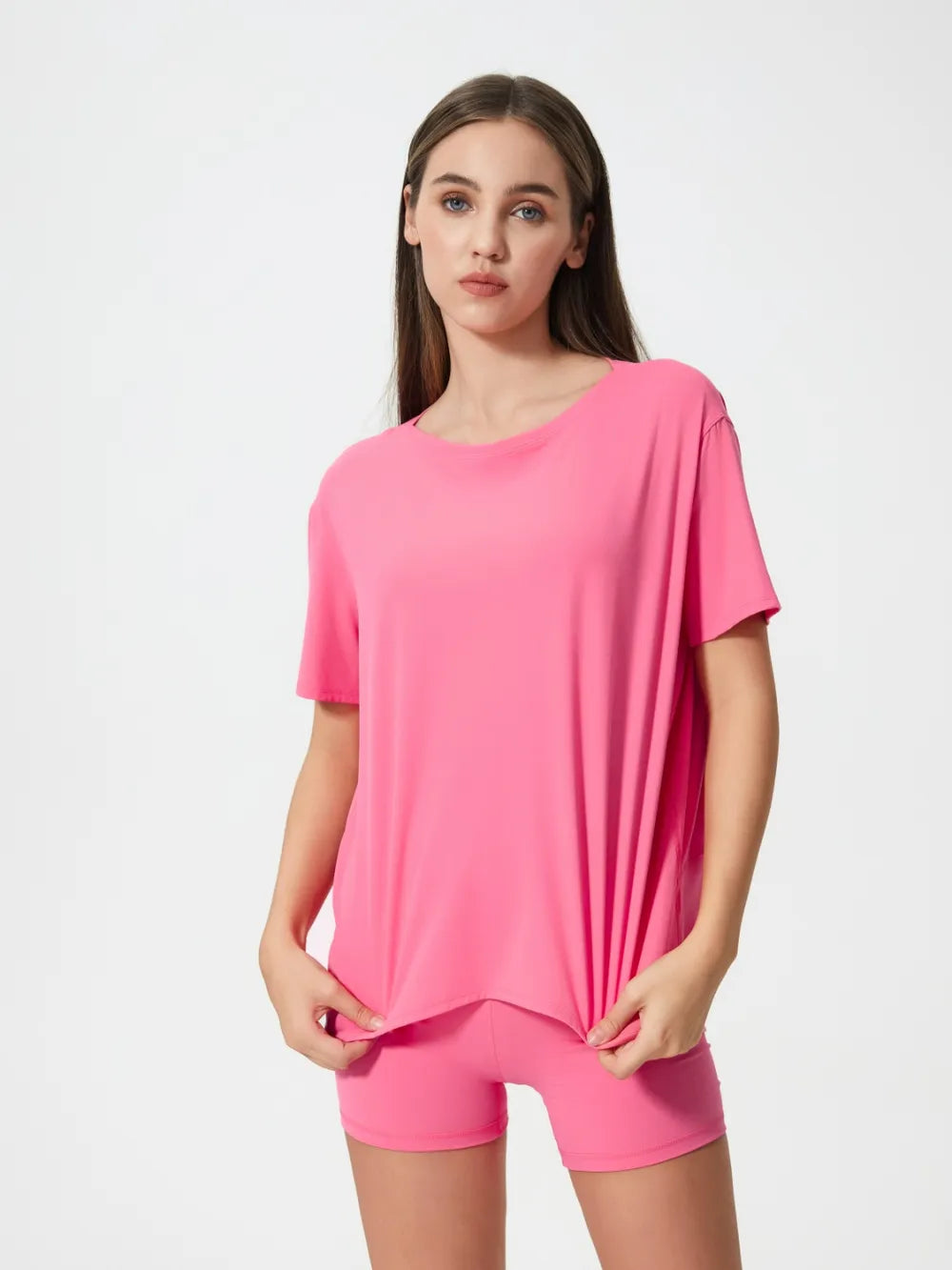 Millennia Round Neck Short Sleeve Active T-Shirt - Lilixa.store