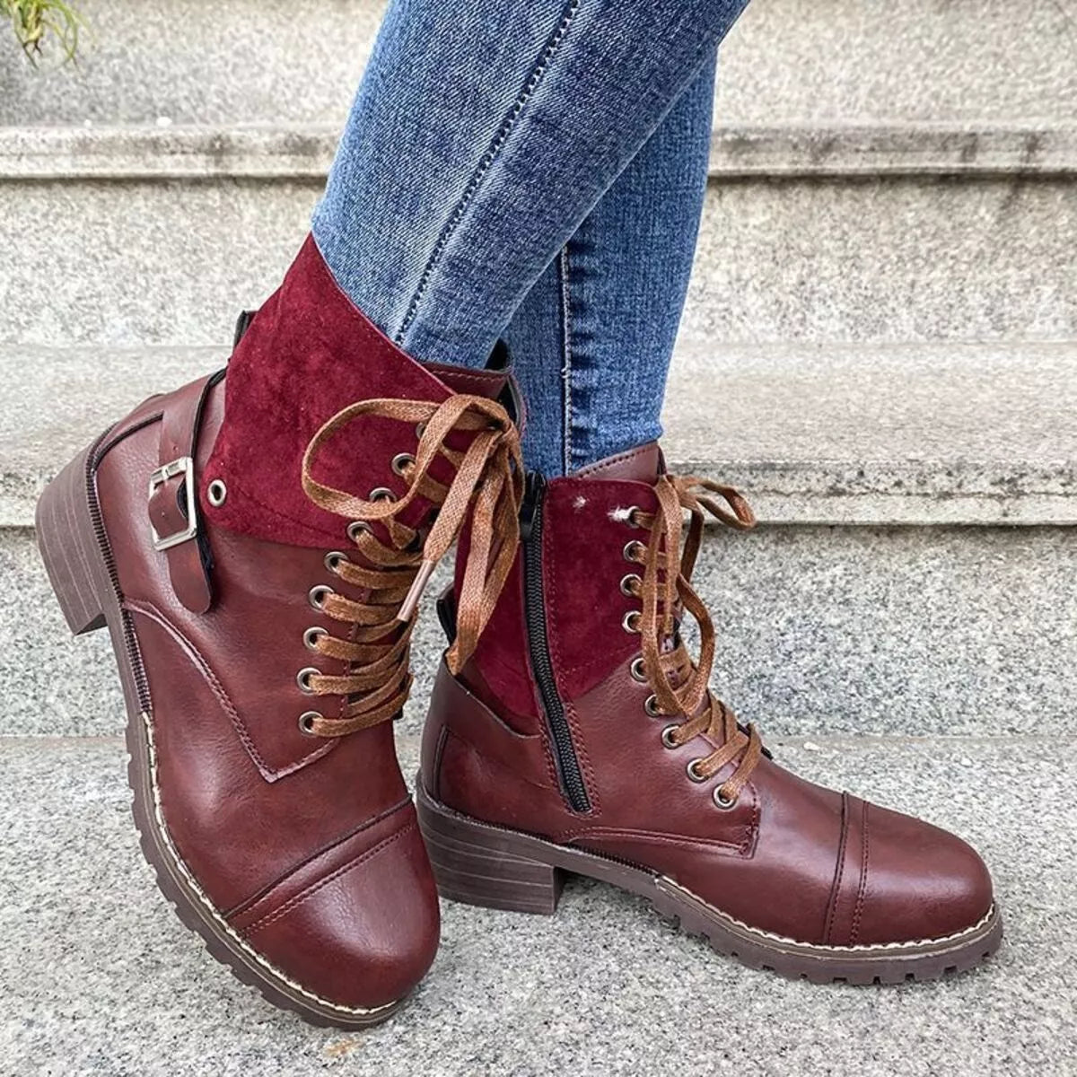 Lace-Up Block Heels Boots, view 3