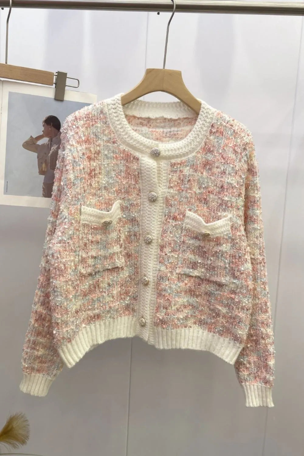 Heathered Button Up Long Sleeve Cardigan - Lilixa.store