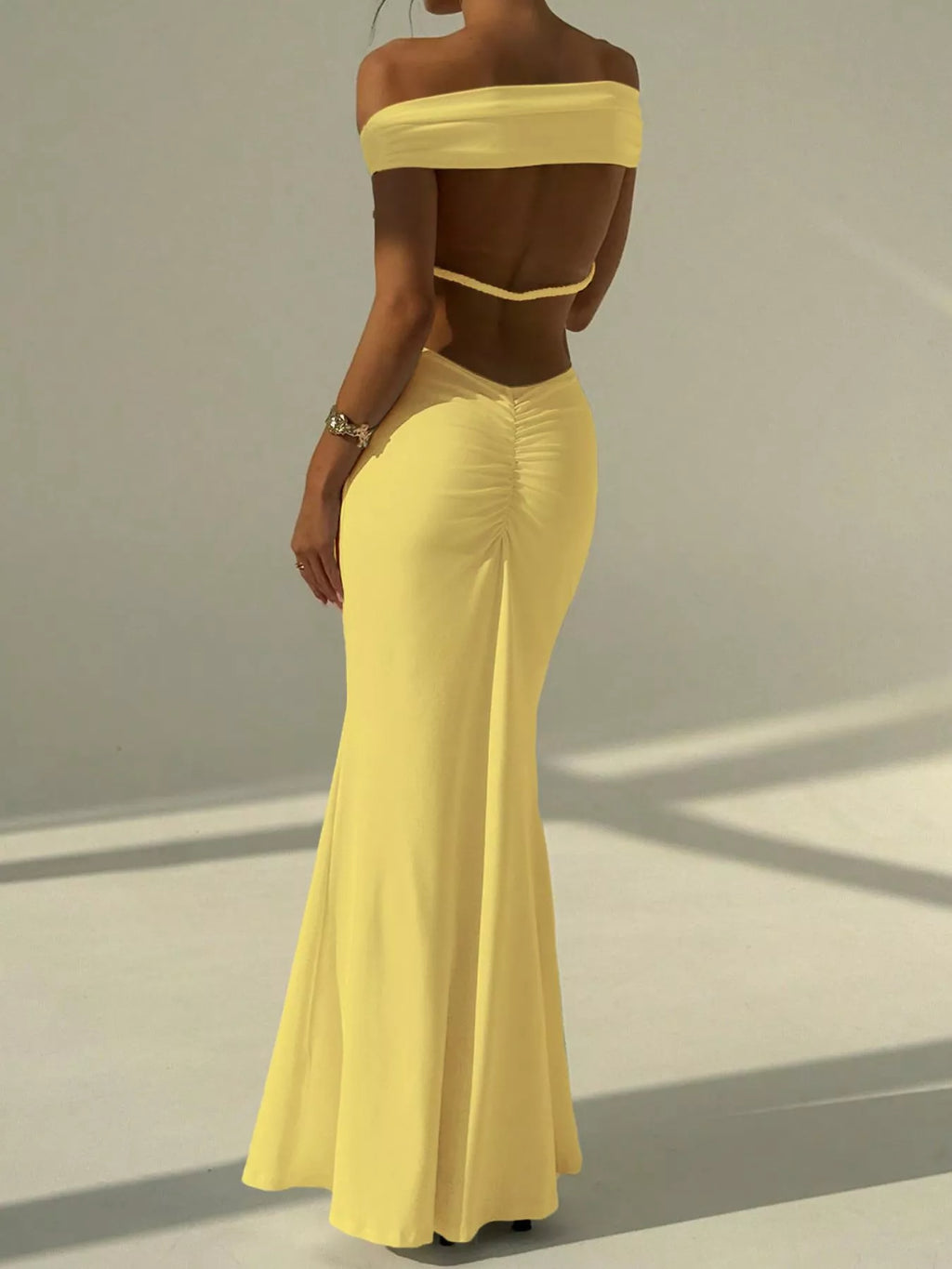 Backless Off-Shoulder Bodycon Mermaid Maxi Dress - Lilixa.store