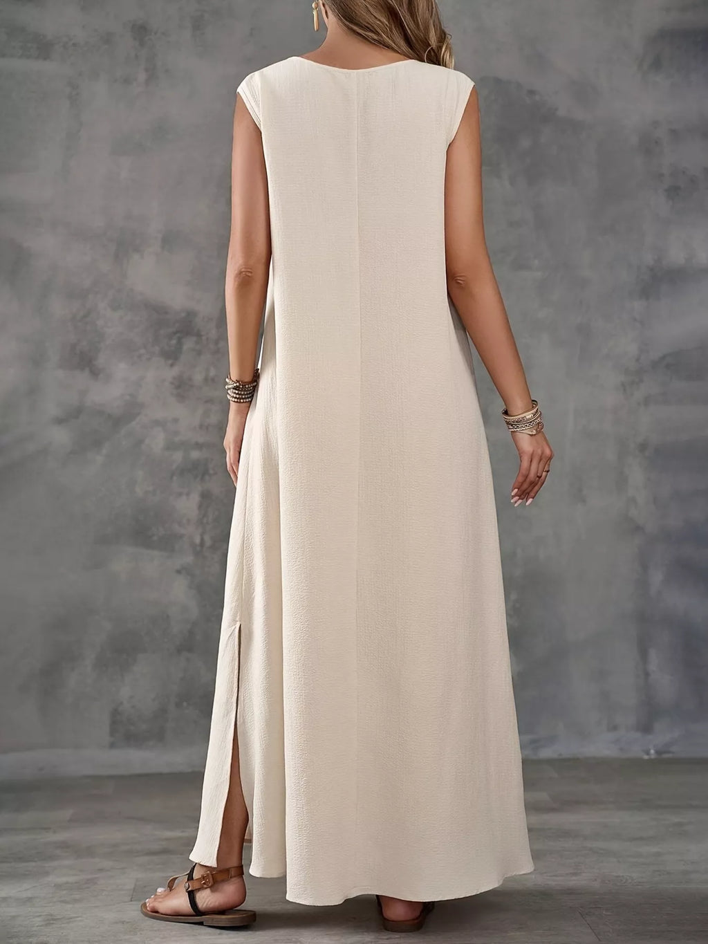 Sleeveless V-Neck Side-Slit Maxi Dress - Lilixa.store