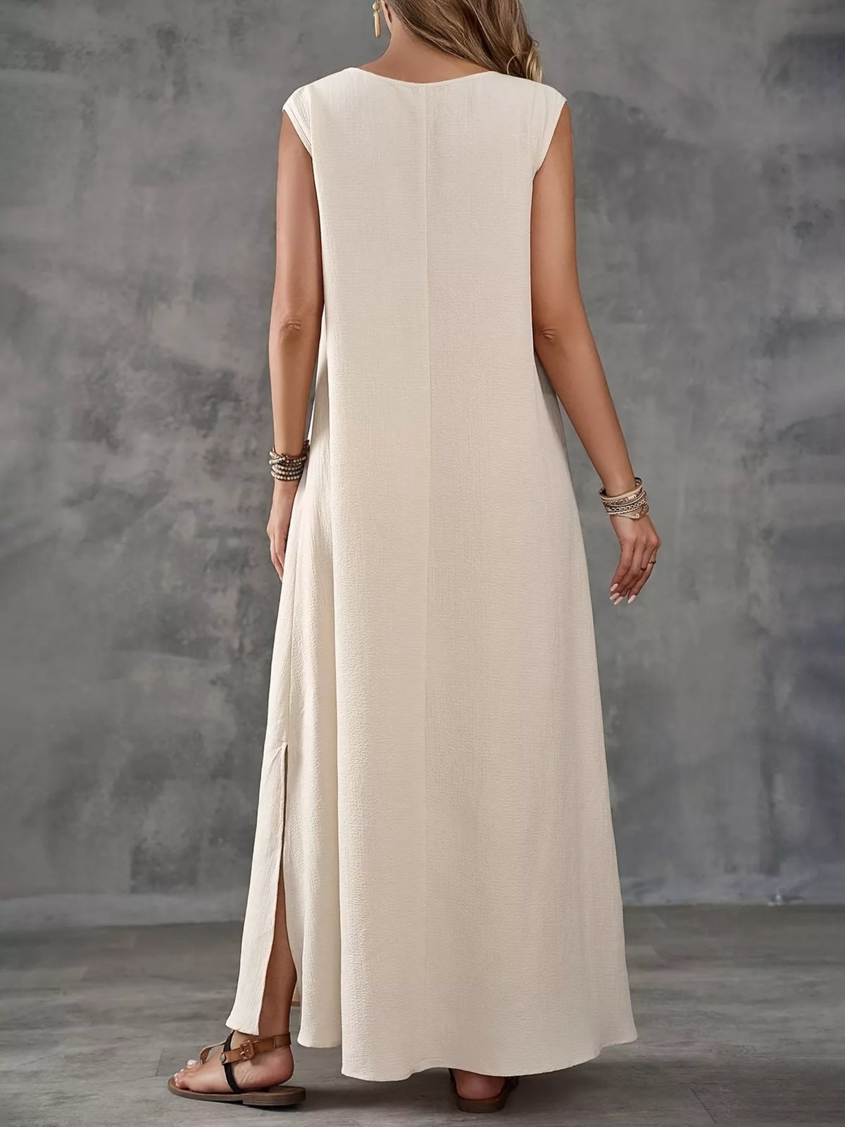 Sleeveless V-Neck Side-Slit Maxi Dress, view 3
