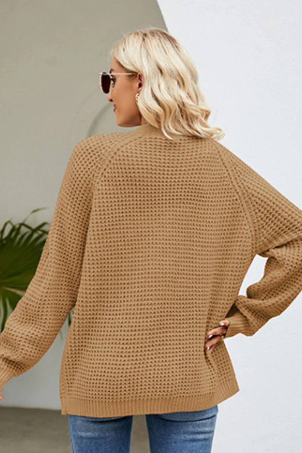 Open Front Raglan Sleeve Pocketed Cardigan - Lilixa.store