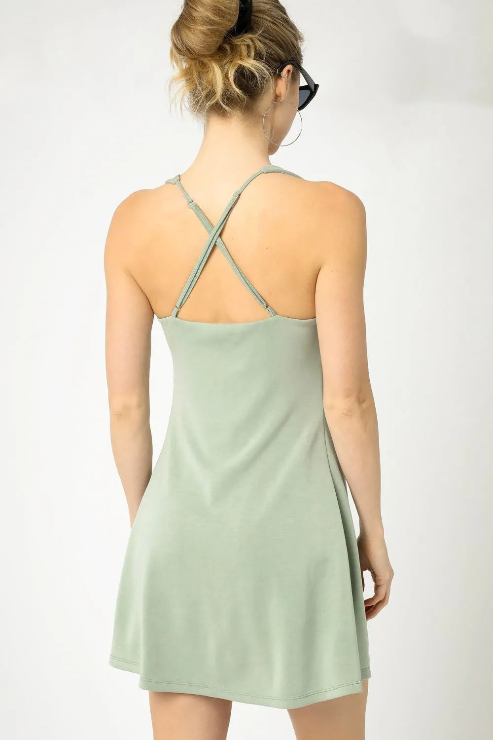 Umgee Crisscross Square Neck Active Dress - Lilixa.store