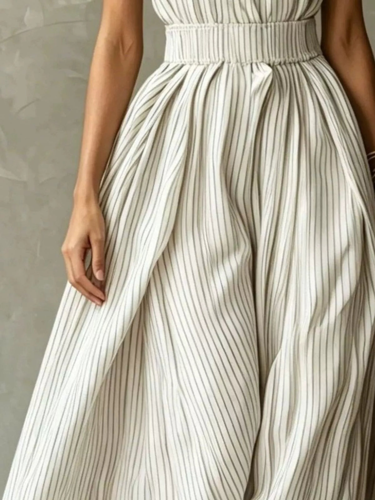 Striped Mock Neck Sleeveless Maxi Dress - Lilixa.store