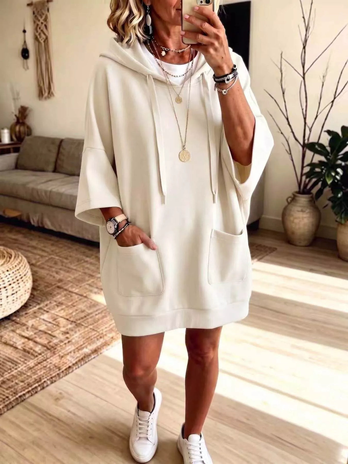 Full Size Drawstring Oversized Front Pockets Oversized Hoodie Plus Size - Lilixa.store