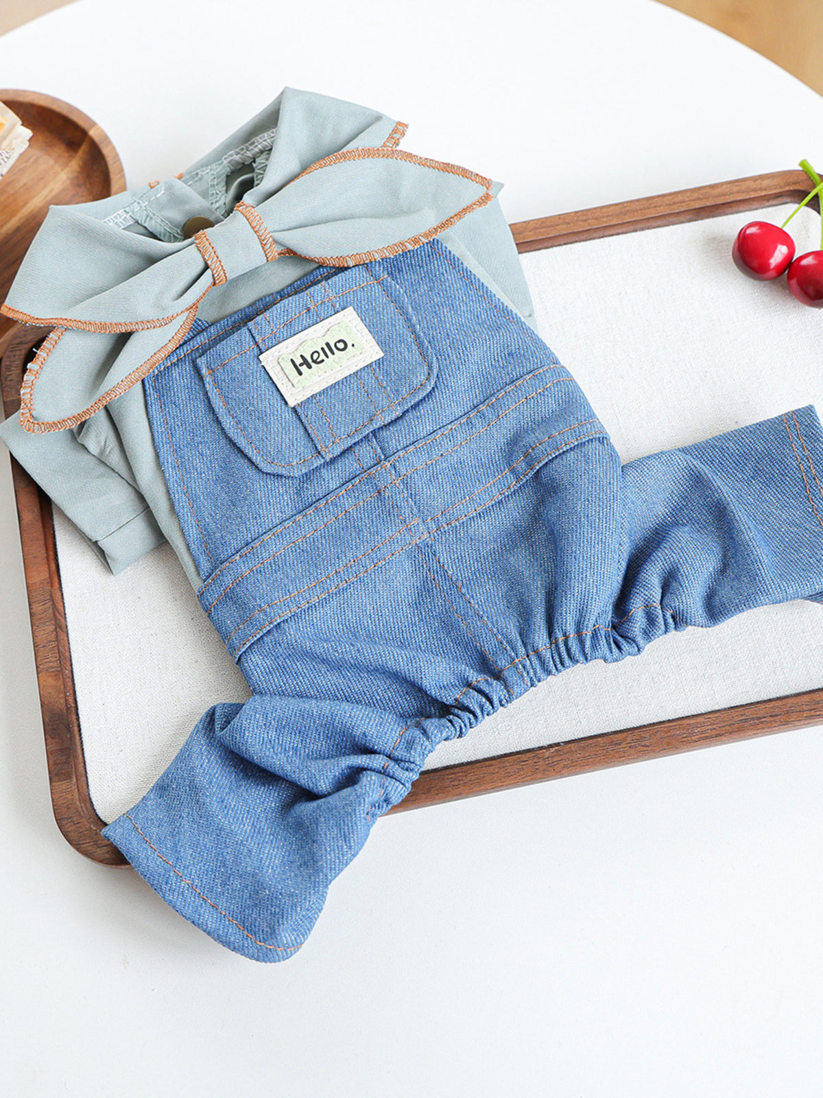 Denim Pet Jumpsuits with Bowknot - Lilixa.store
