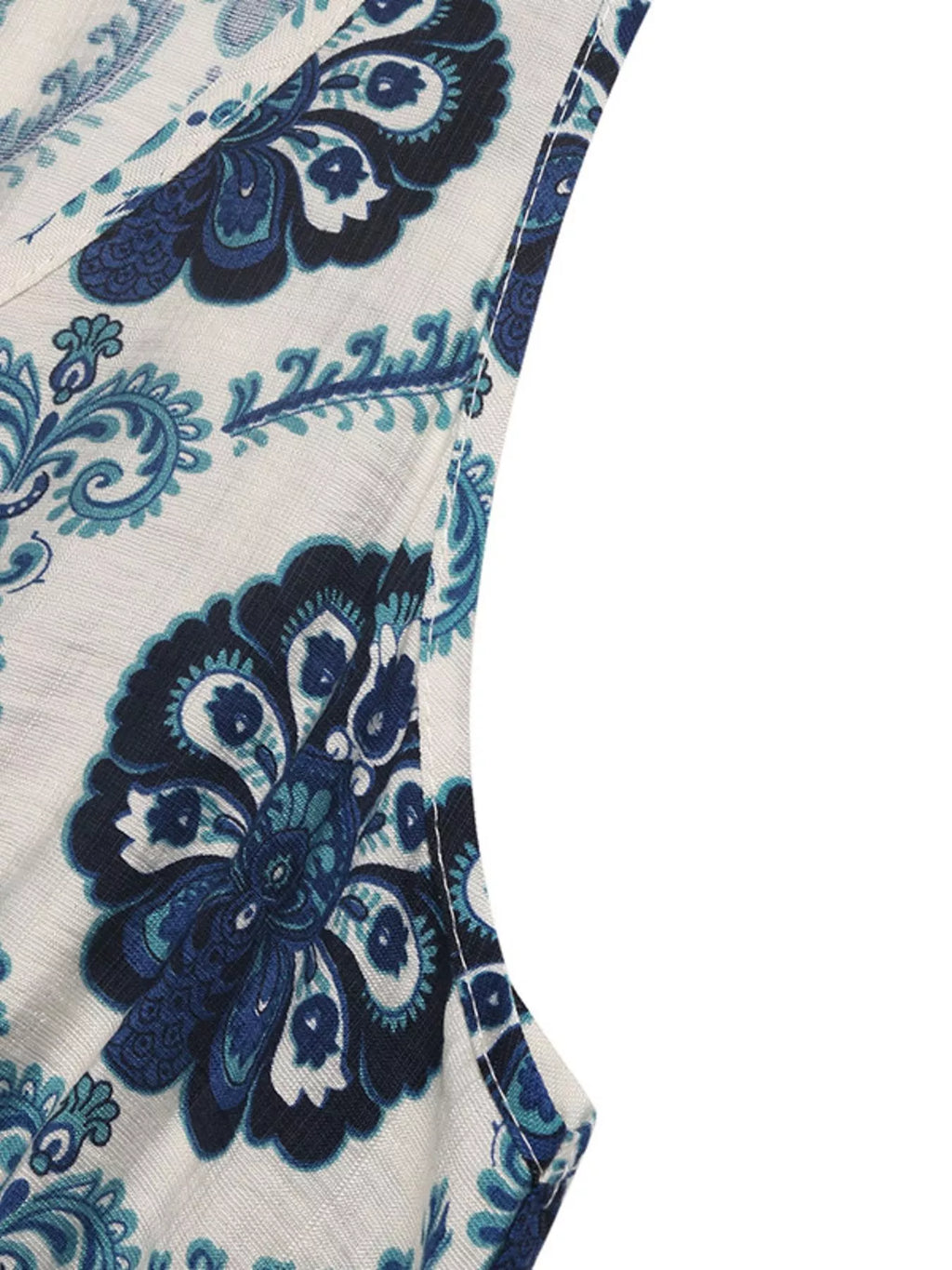 Printed Slit Sleeveless Maxi Dress in Blue, view 9