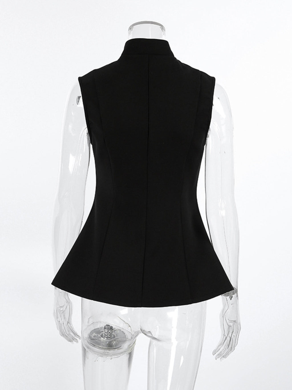 Stand Collar Button-Down Vest Coat - Lilixa.store