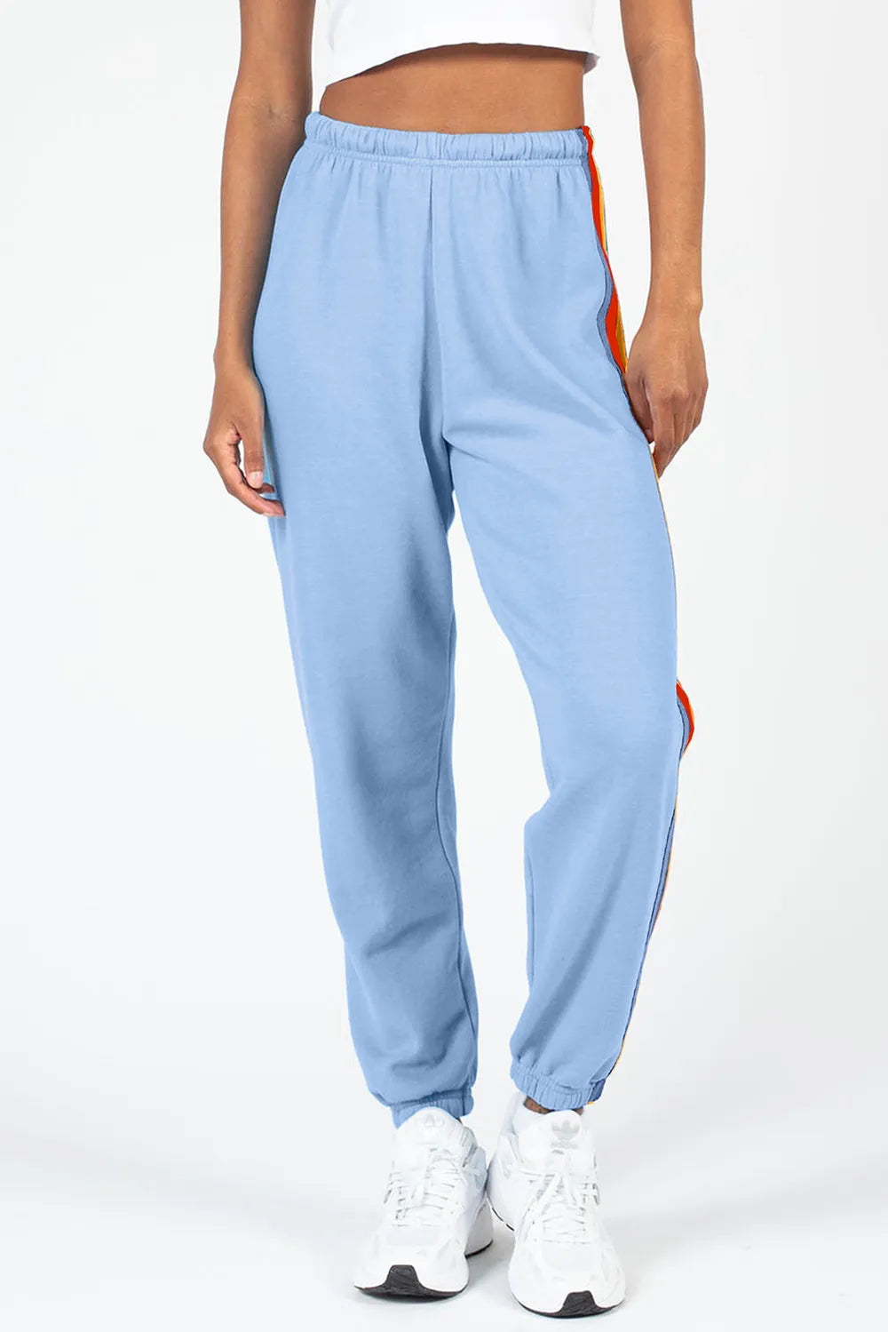 Contrast Striped Elastic Waist Active Pants - Lilixa.store