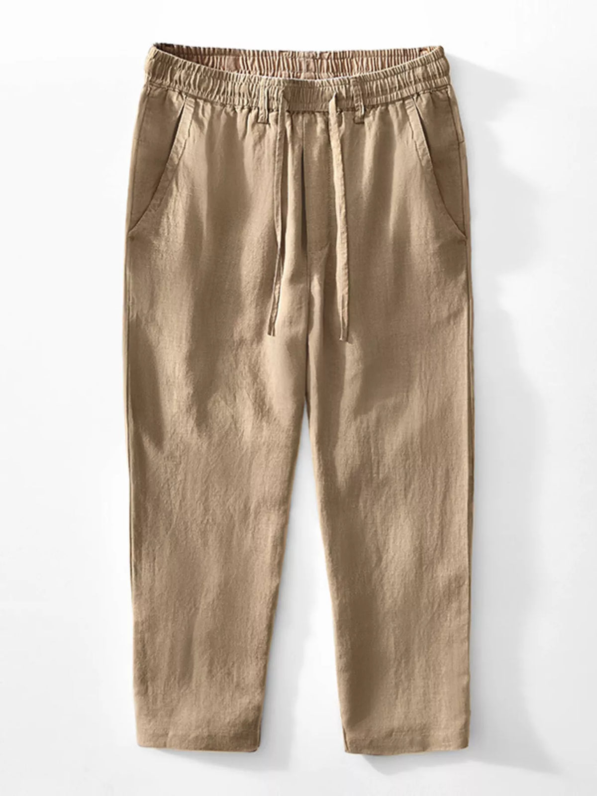 Men's Plus Size Casual Elastic Waist Drawstring Pants in Deep Khakis