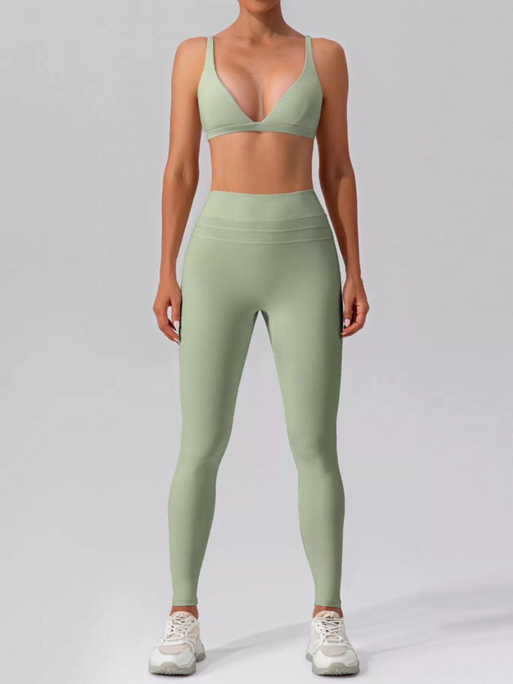 V-Neck Tank and High-Waisted Seamless Pants Active Set - Lilixa.store