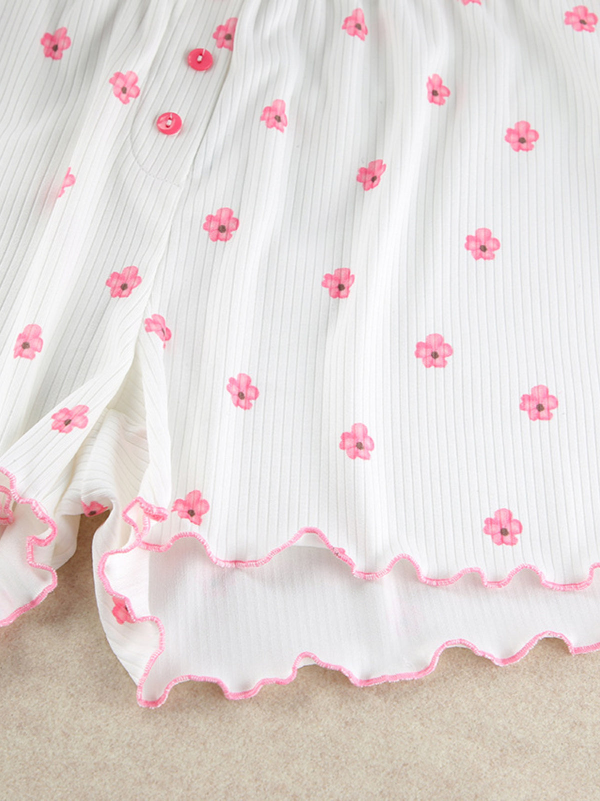 Floral Print Ribbed Knit Top and Shorts Lounge Set - Lilixa.store