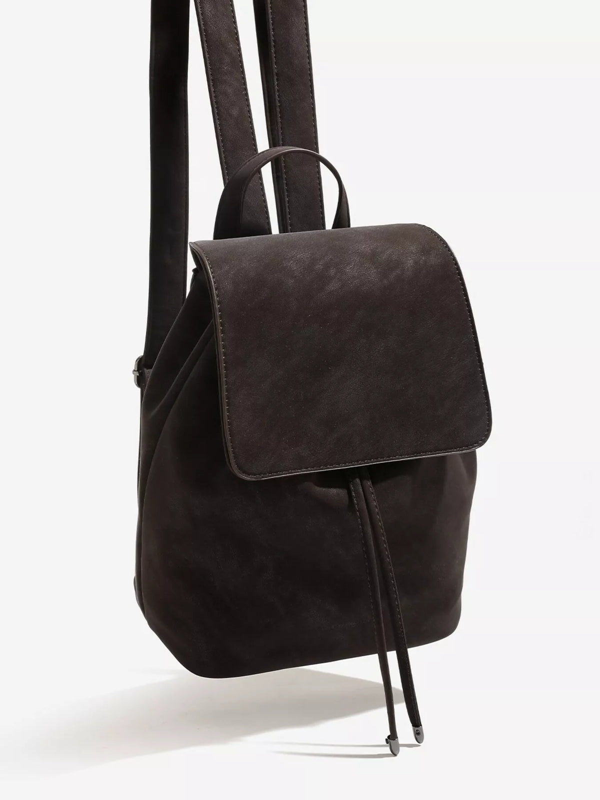 Minimalist Suede Drawstring Backpack Bag, view 3