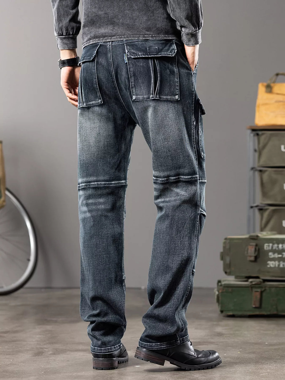 Men's Vintage Wash Cargo Jeans - Lilixa.store