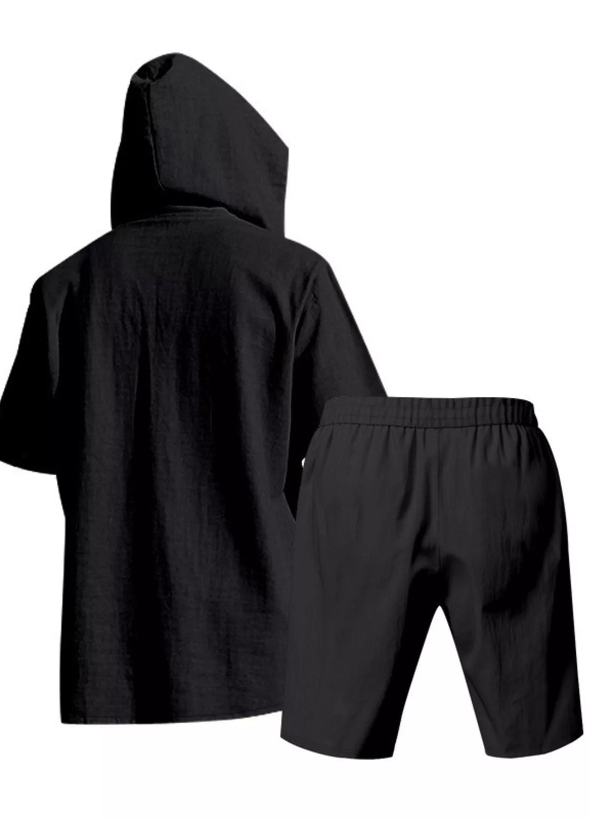 Men's Full Size Casual Short Sleeve Hooded Top & Shorts Set Plus Size - Lilixa.store