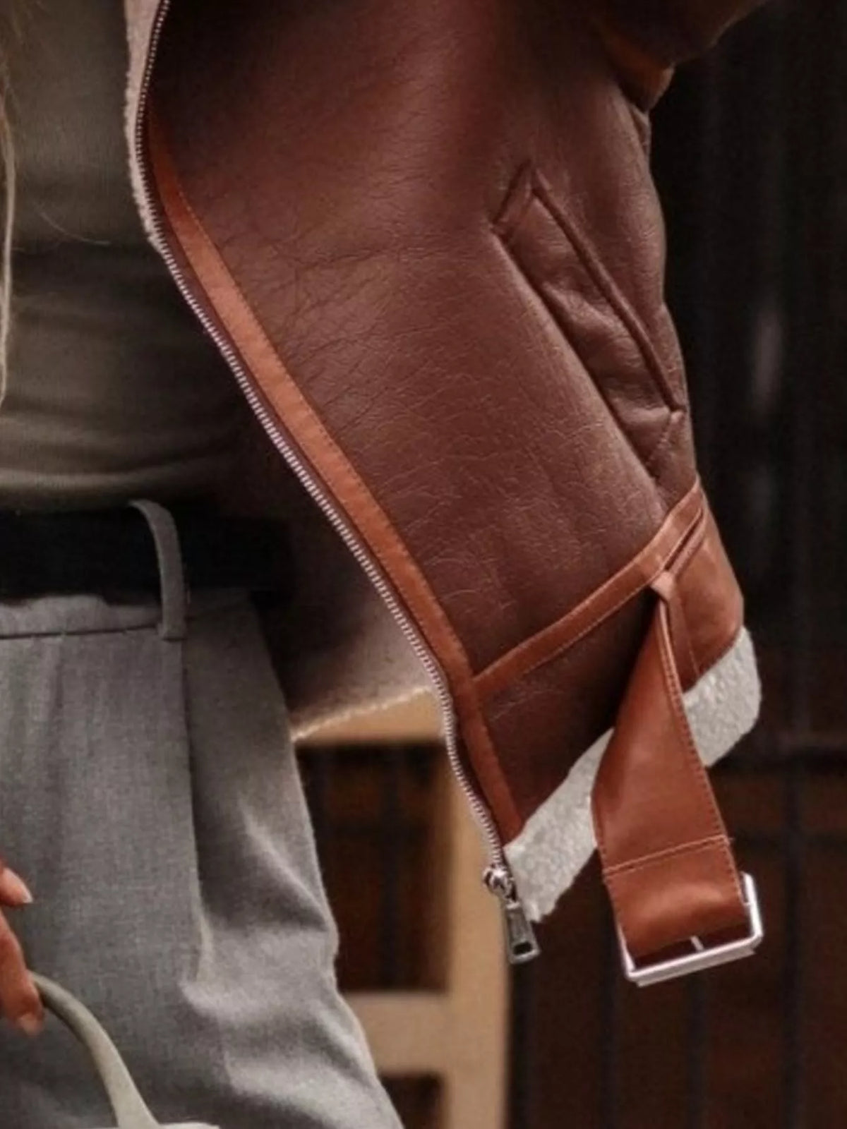 Shearling Lined Zip Up Jacket