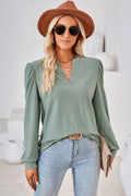 Notched Long Sleeve T-Shirt - Lilixa.store