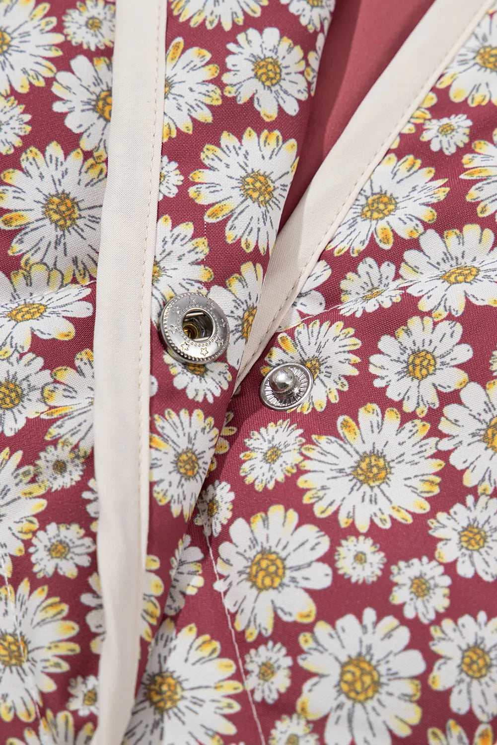 Floral Snap Down Mock Neck Coat - Lilixa.store