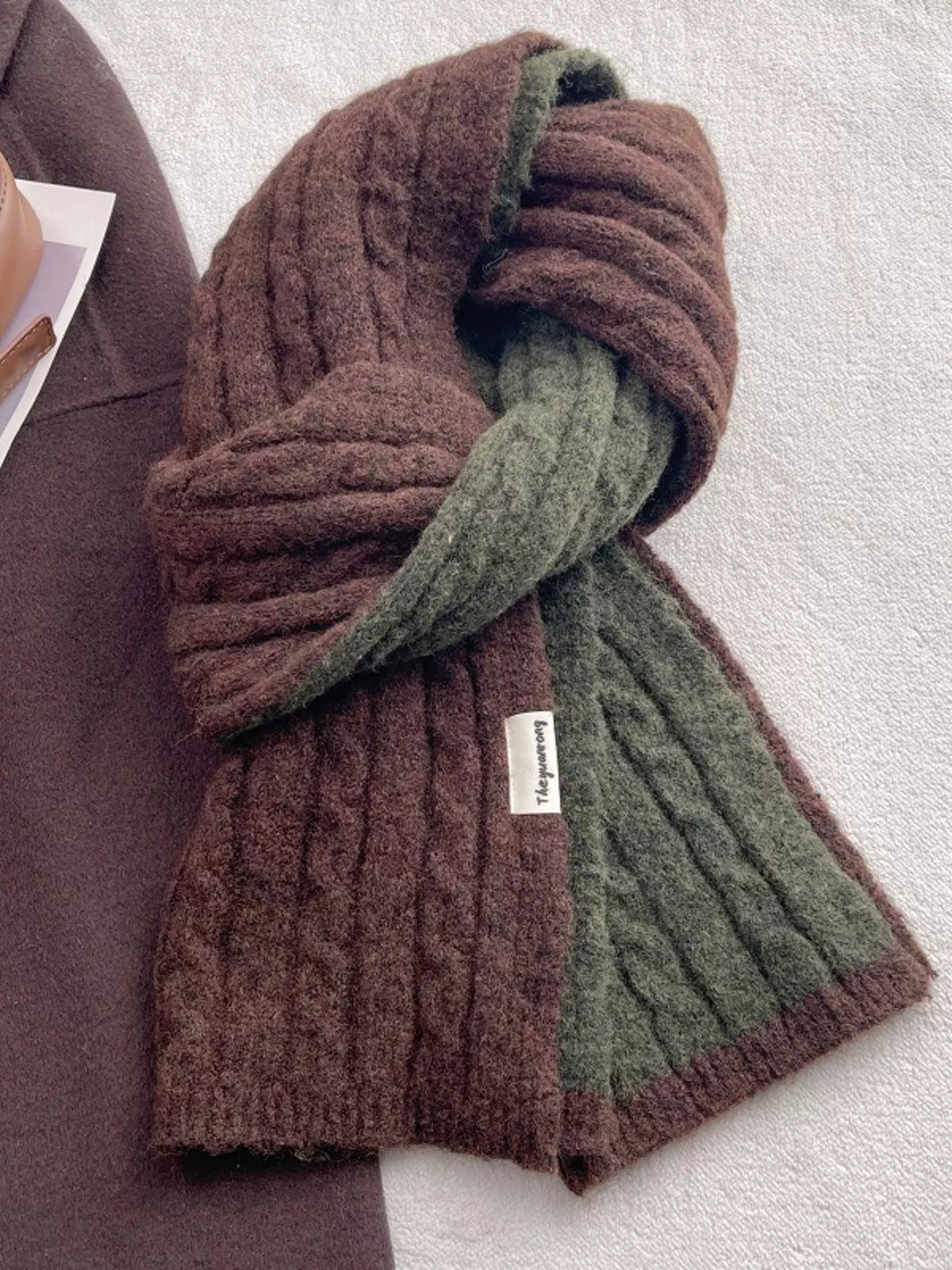 Two Tone Cable knit Warm Scarf - Lilixa.store