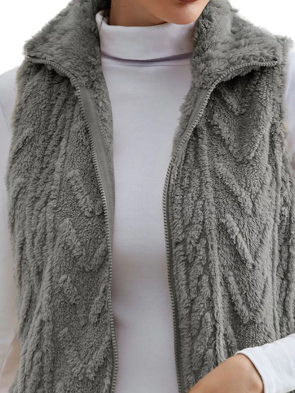Full Size Cozy Faux Fur Zip-Up Vest Coat Plus Size - Lilixa.store