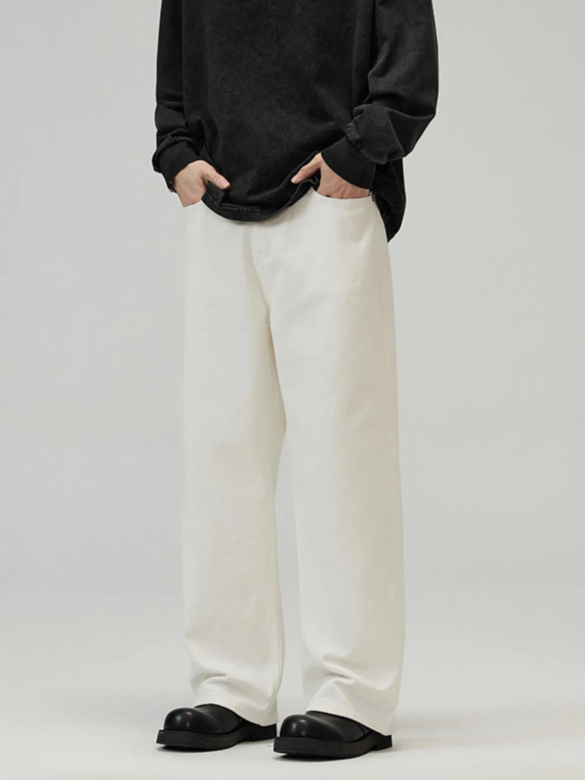 Men's Full Size Wide-Leg Pants Plus Size in White