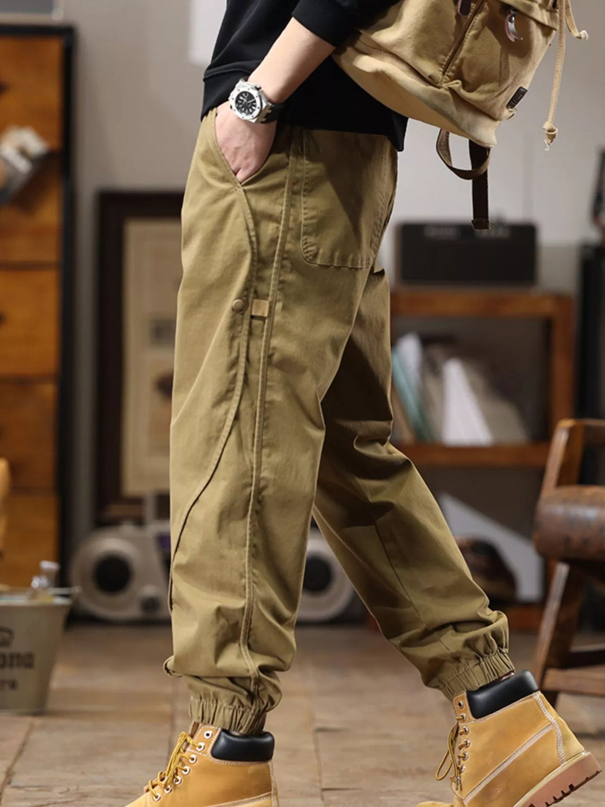 Men's Full Size Drawstring Jogger Pants with Elastic Cuffs Plus Size, view 6