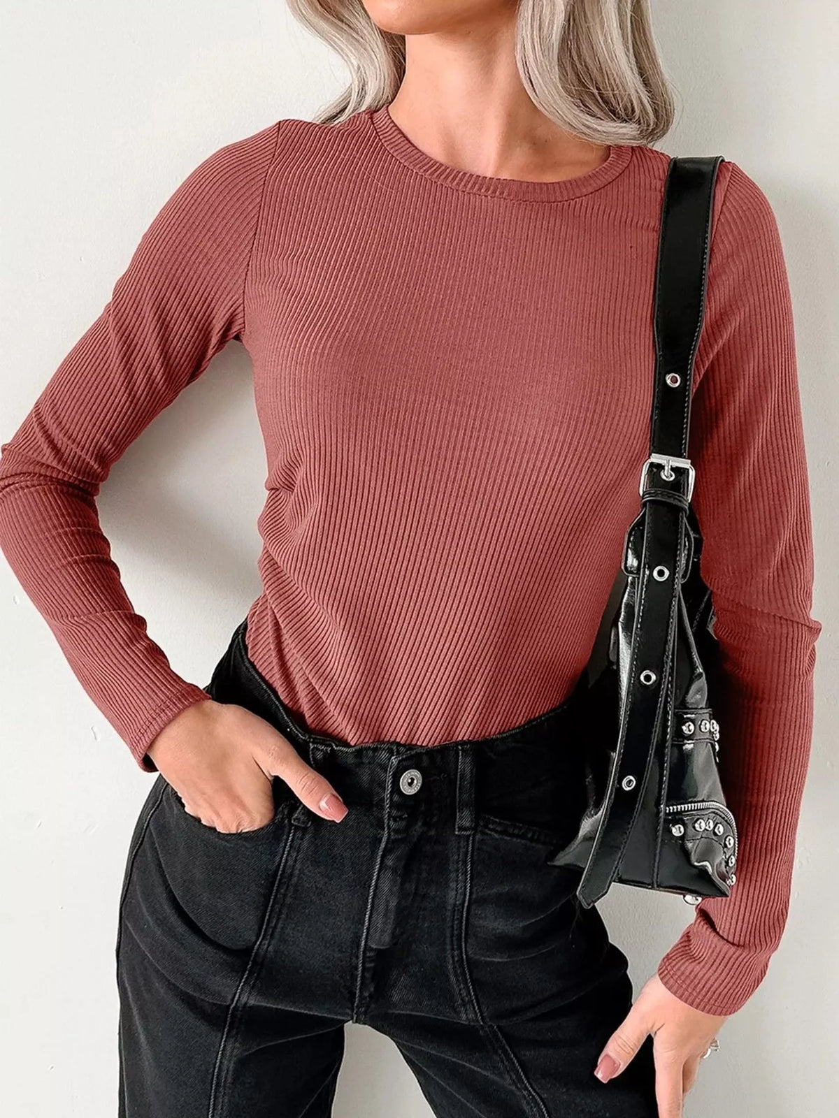 Ribbed Long Sleeve Fitted Bodysuit - Lilixa.store