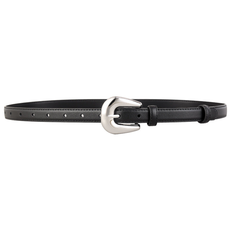 Leather Belt with Silver Buckle - Lilixa.store