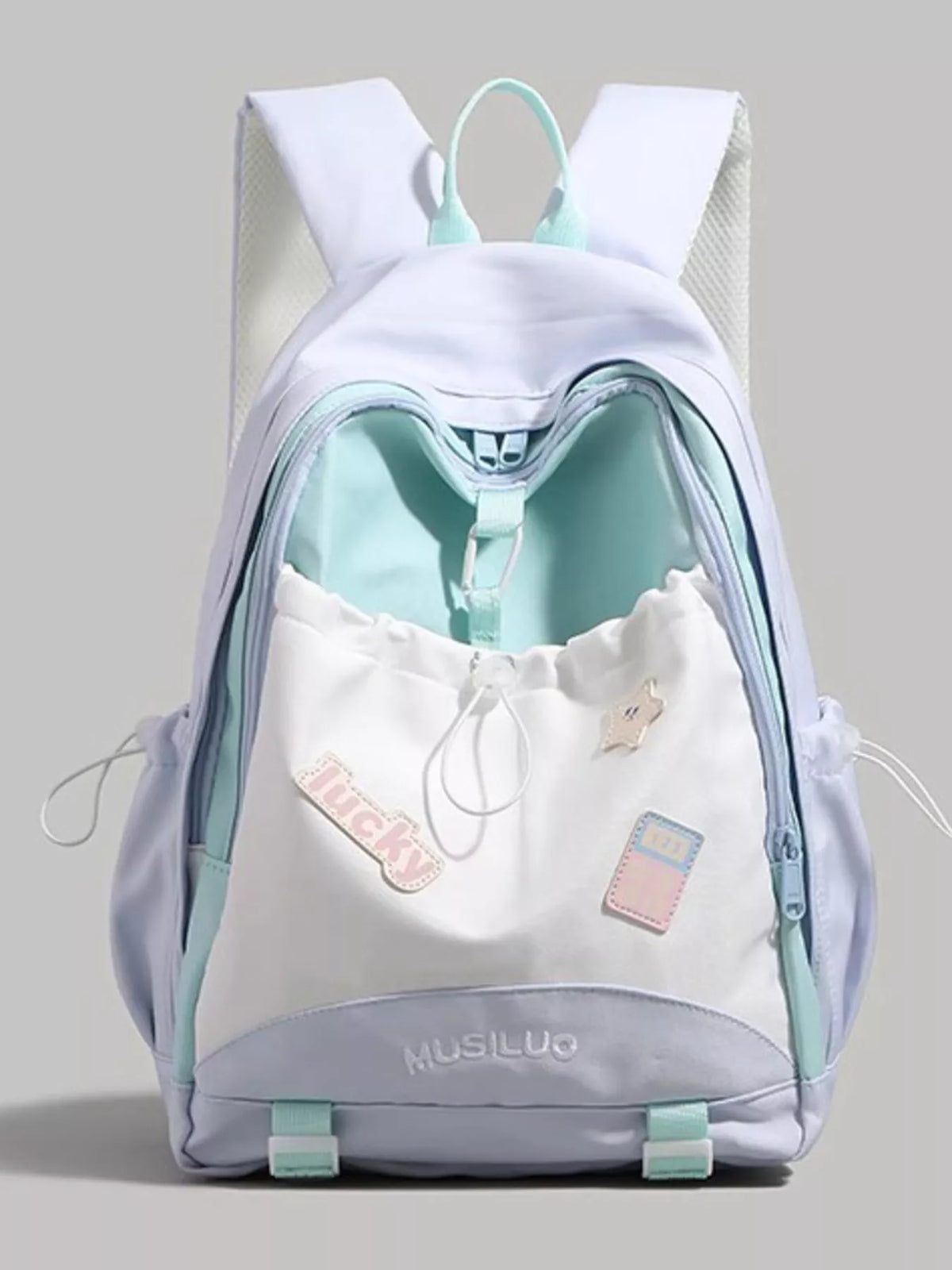 Drawstring Contrast Backpack Bag - Lilixa.store