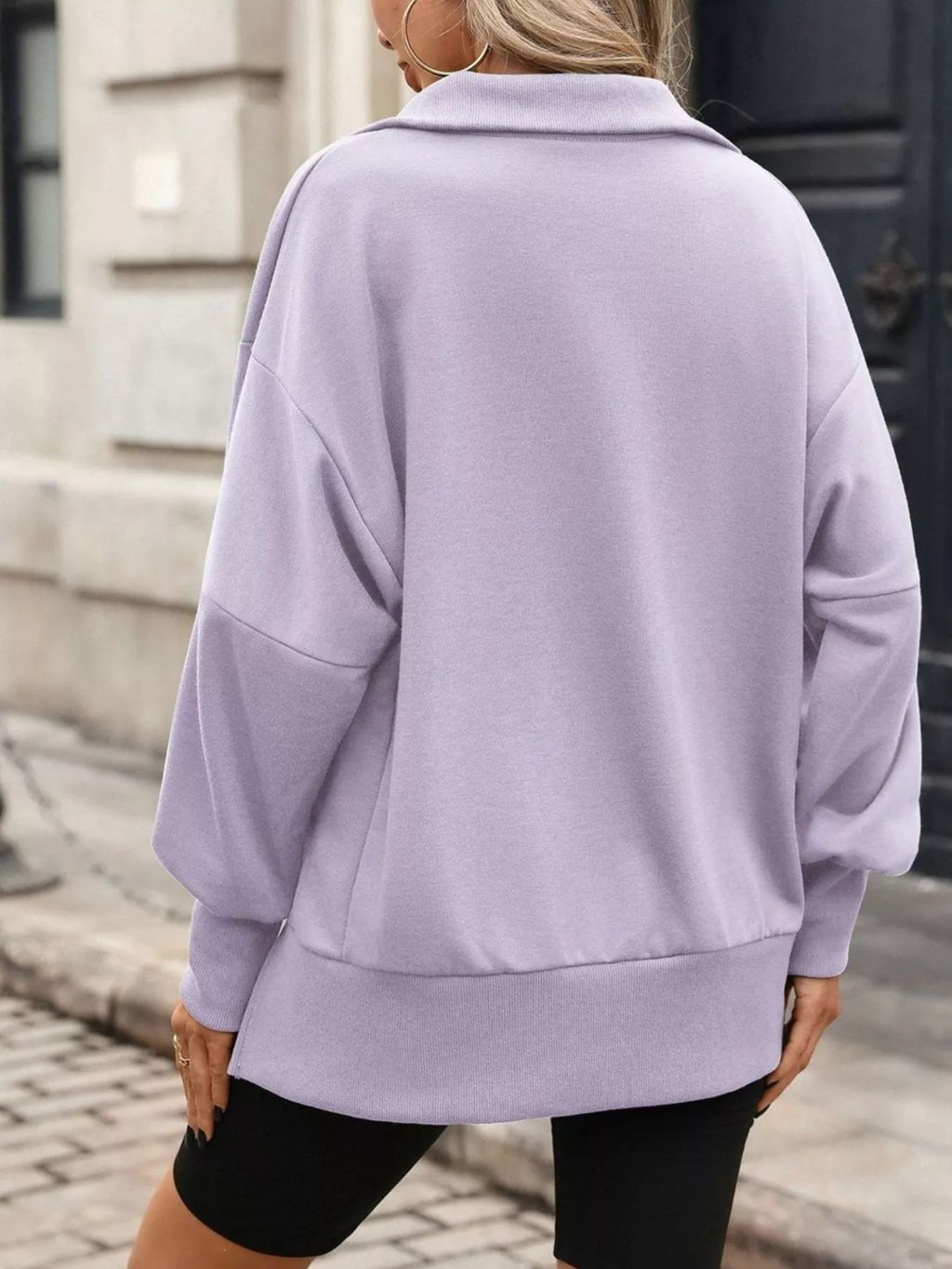 Side Slit Half Snap Sweatshirt - Lilixa.store