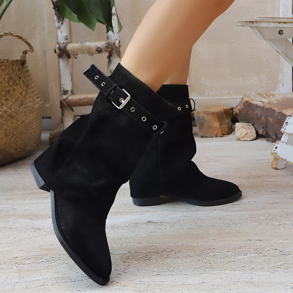 Point Toe Block Heels Boots - Lilixa.store