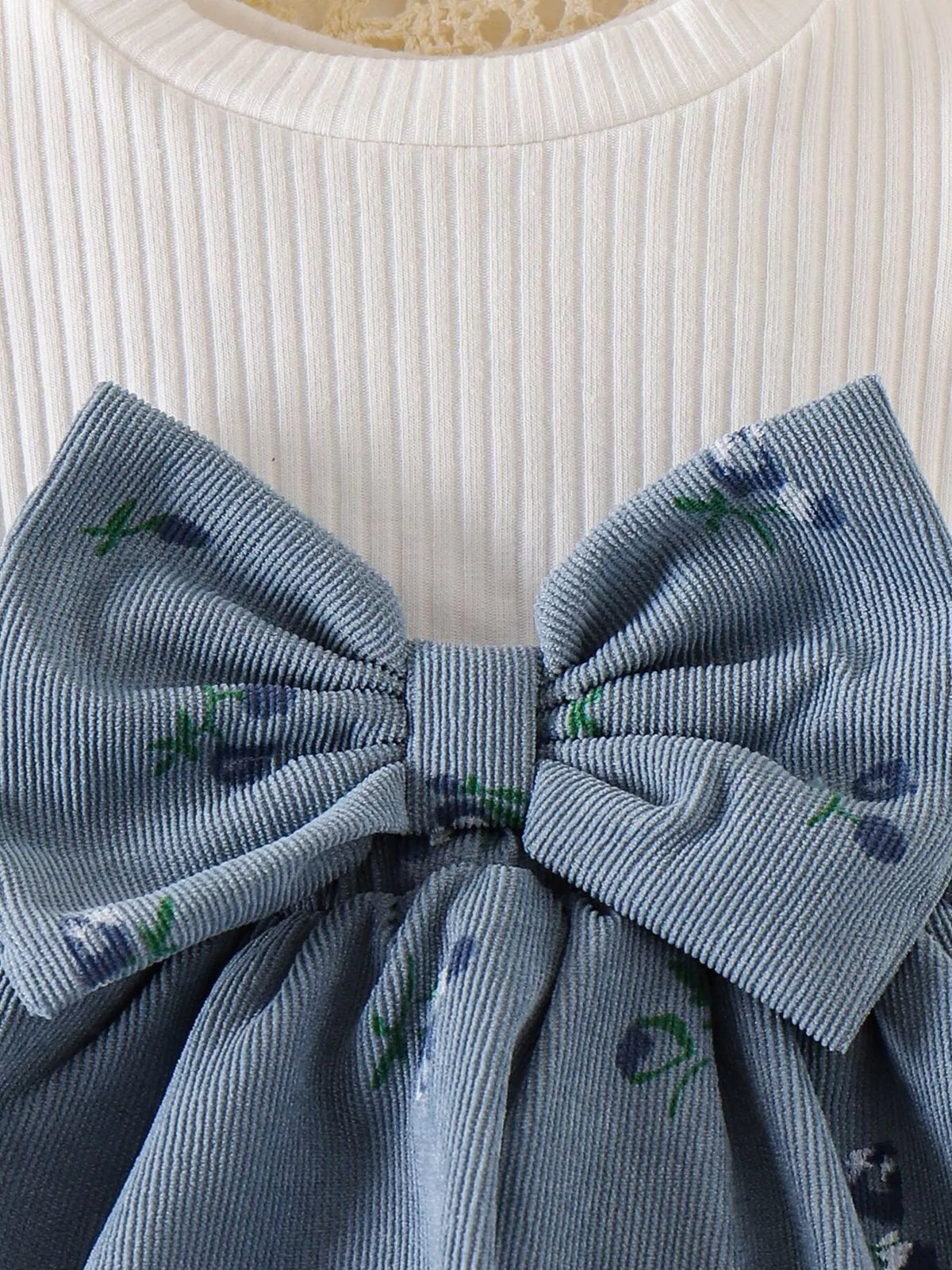 Children's Bow Ribbed Knit Dress & Headband & Socks Set - Lilixa.store