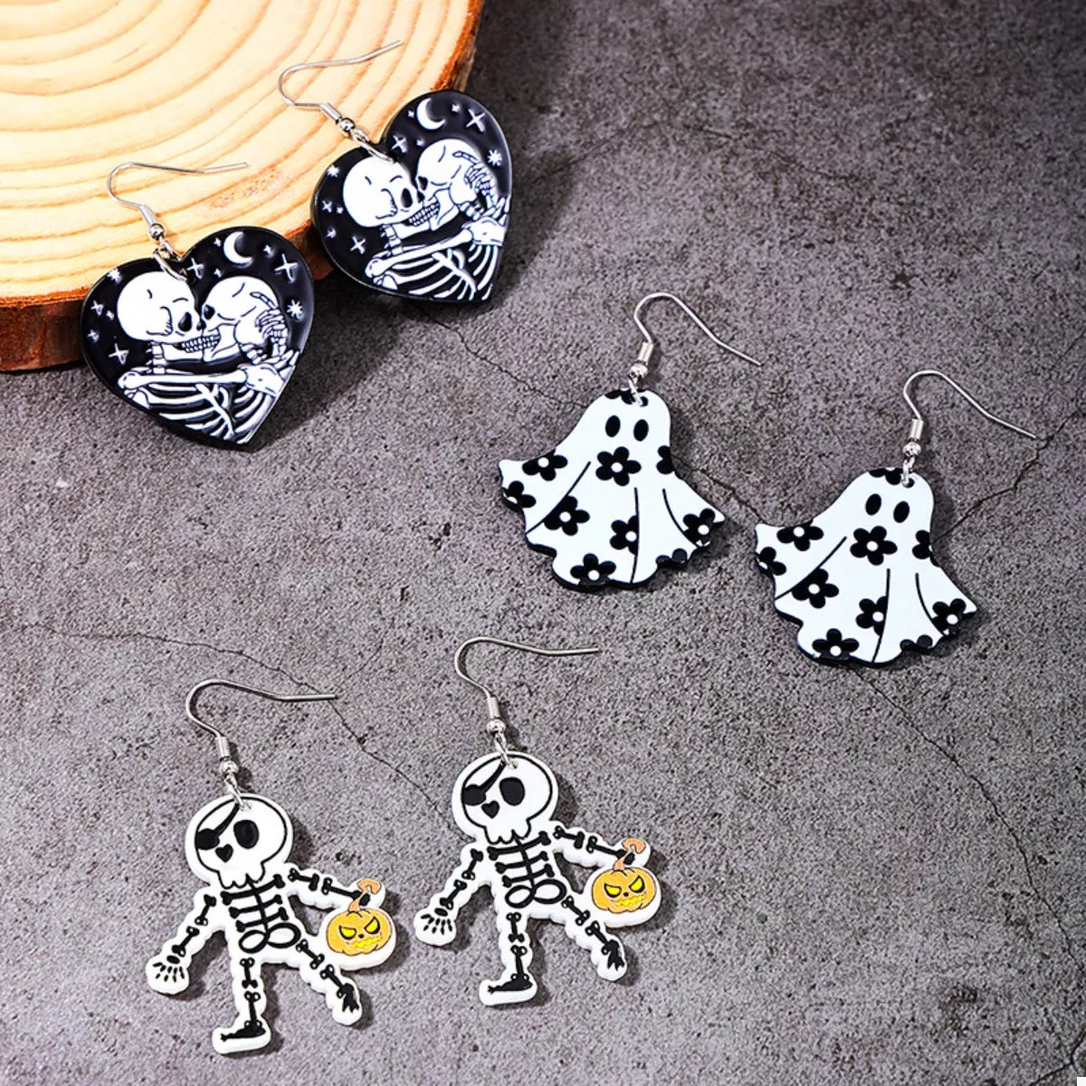 3 Pair Halloween Themed Acrylic Dangle Earrings - Lilixa.store
