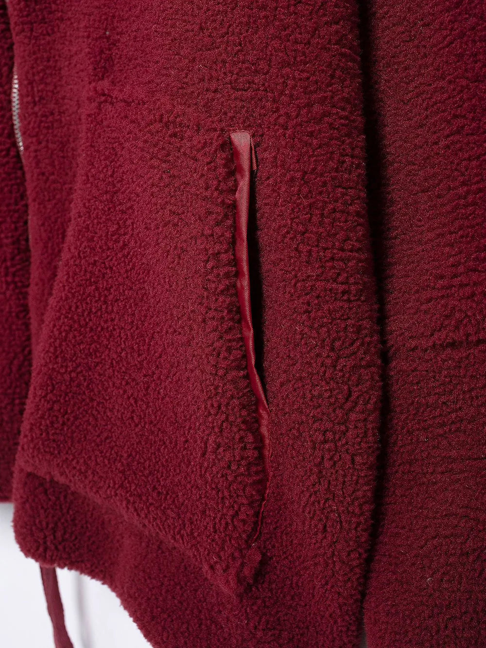 Turtleneck Zip Up Long Sleeve Plush Jacket, view 10