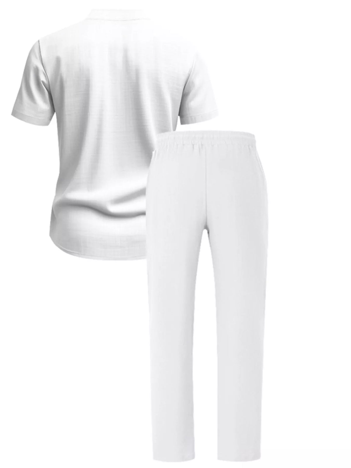 Men's Full Size Casual Button Up Short Sleeve Shirt and Pants Set Plus Size - Lilixa.store