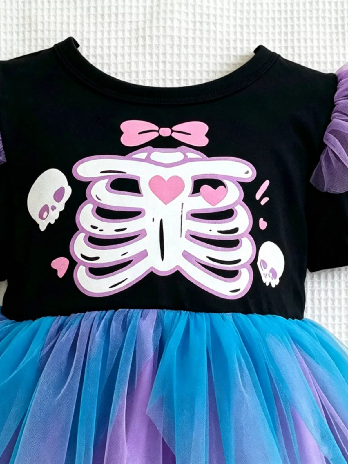 Children's Halloween Skeleton Graphic Tulle Tutu Dress - Lilixa.store