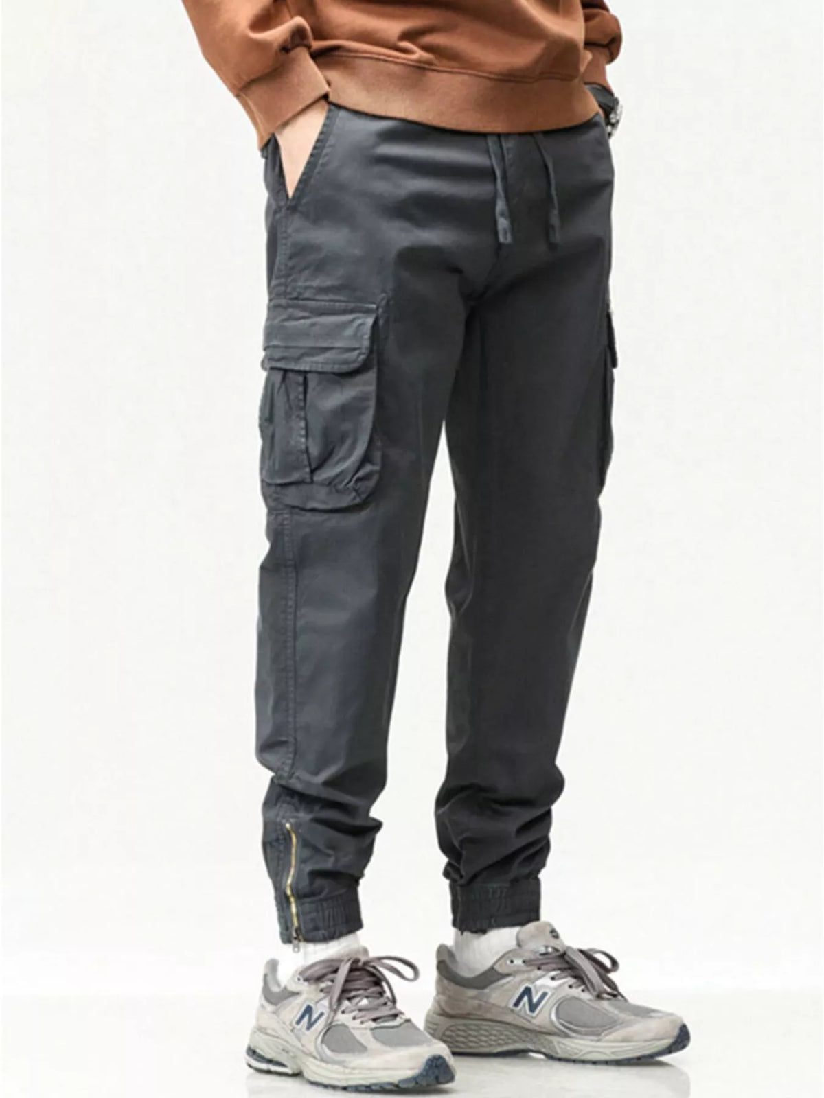 Men's Full Size Casual Cargo Pants with Drawstring Waist Plus Size, view 5