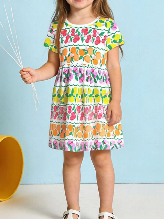 Children's Fruit Print Tiered Dress - Lilixa.store