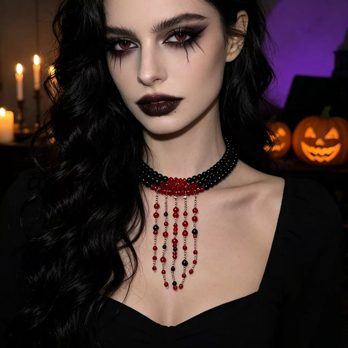 Gothic Multi-Layered Beaded Necklace - Lilixa.store