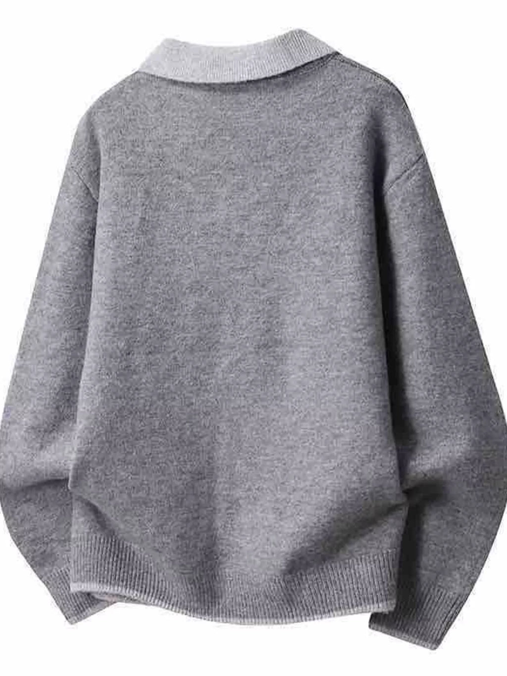 Men's Plus Size Polo Collar Long Sleeve Sweater - Lilixa.store