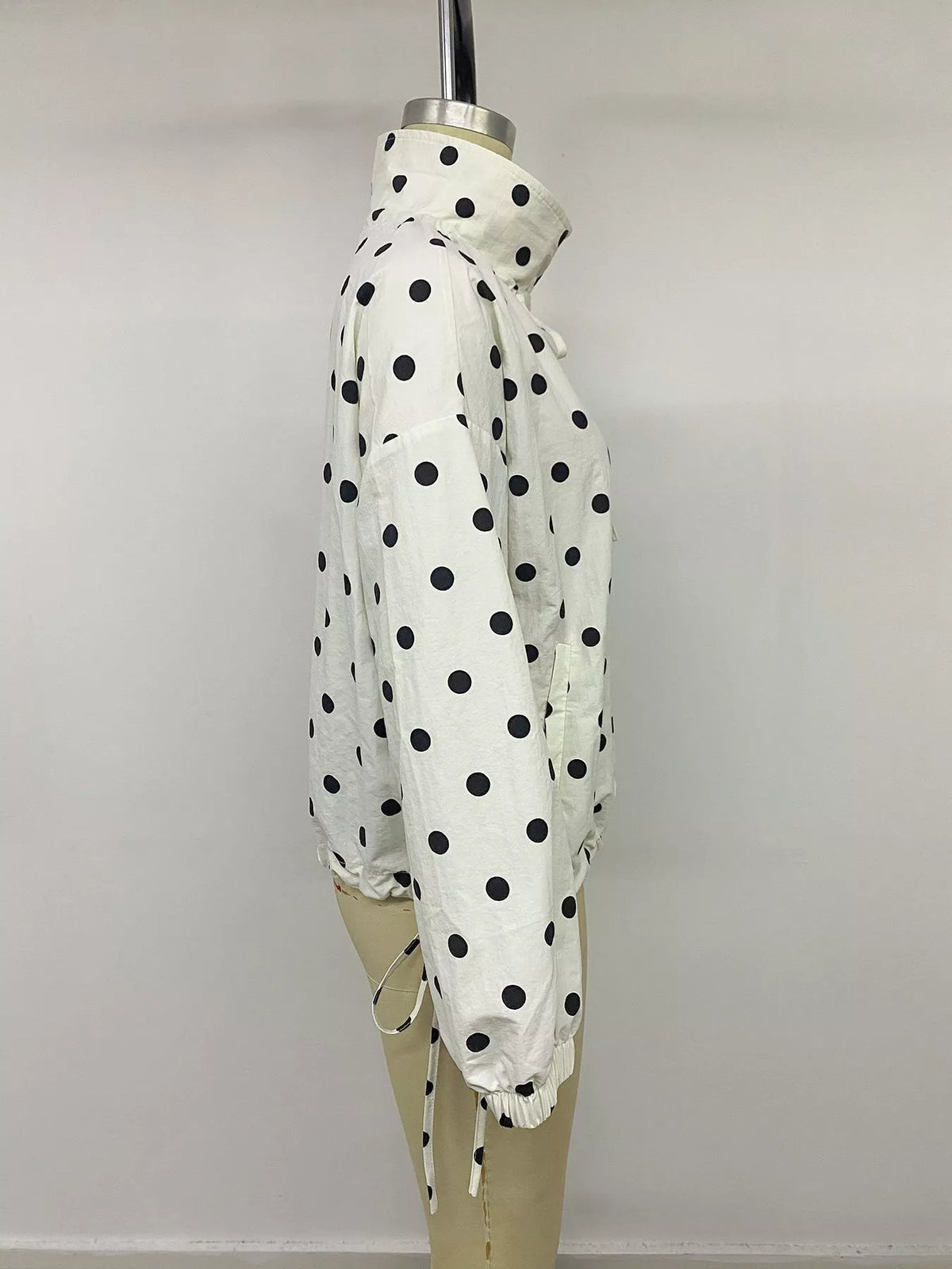 Polka Dot Stand-Collar Casual Jacket